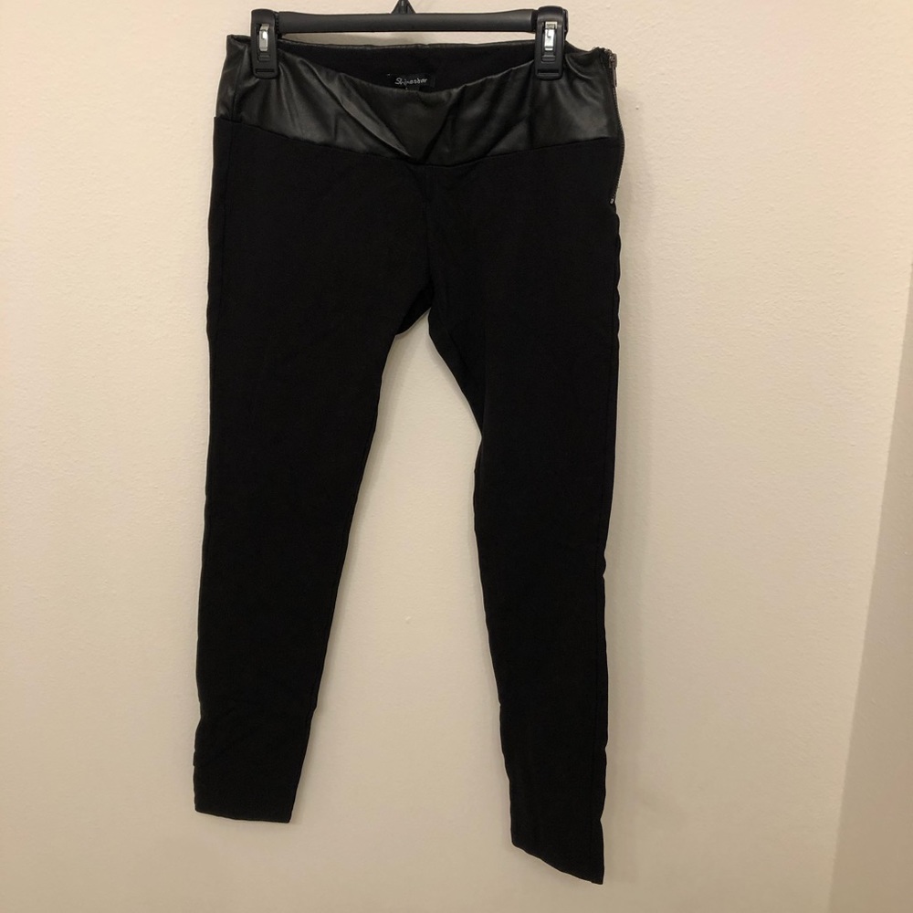 Leather waist black pants